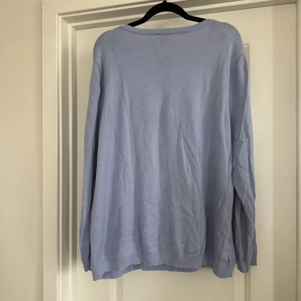 Talbots Plus 3X cotton blend nautical sweater coastal summer anchor - Picture 4 of 14